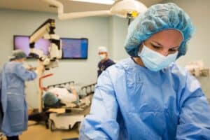 Modern operating room prepared for cataract surgery