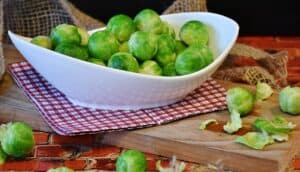 Brussels sprouts on a table, a natural source of Alpha Lipoic Acid for eye health.