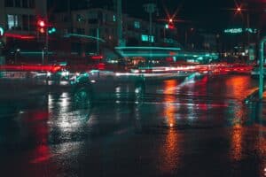 Driver experiencing night driving vision challenges on NYC streets
