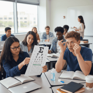 Eye doctor performing a comprehensive eye exam in NYC using retinal imaging to assess overall health.